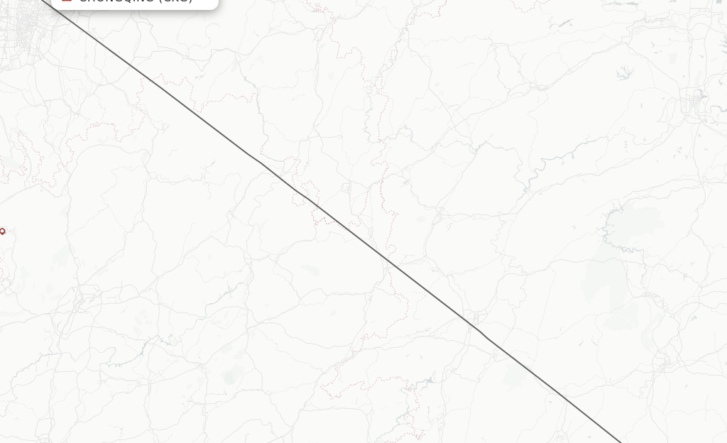 Flights from Chongqing to Yongzhou route map