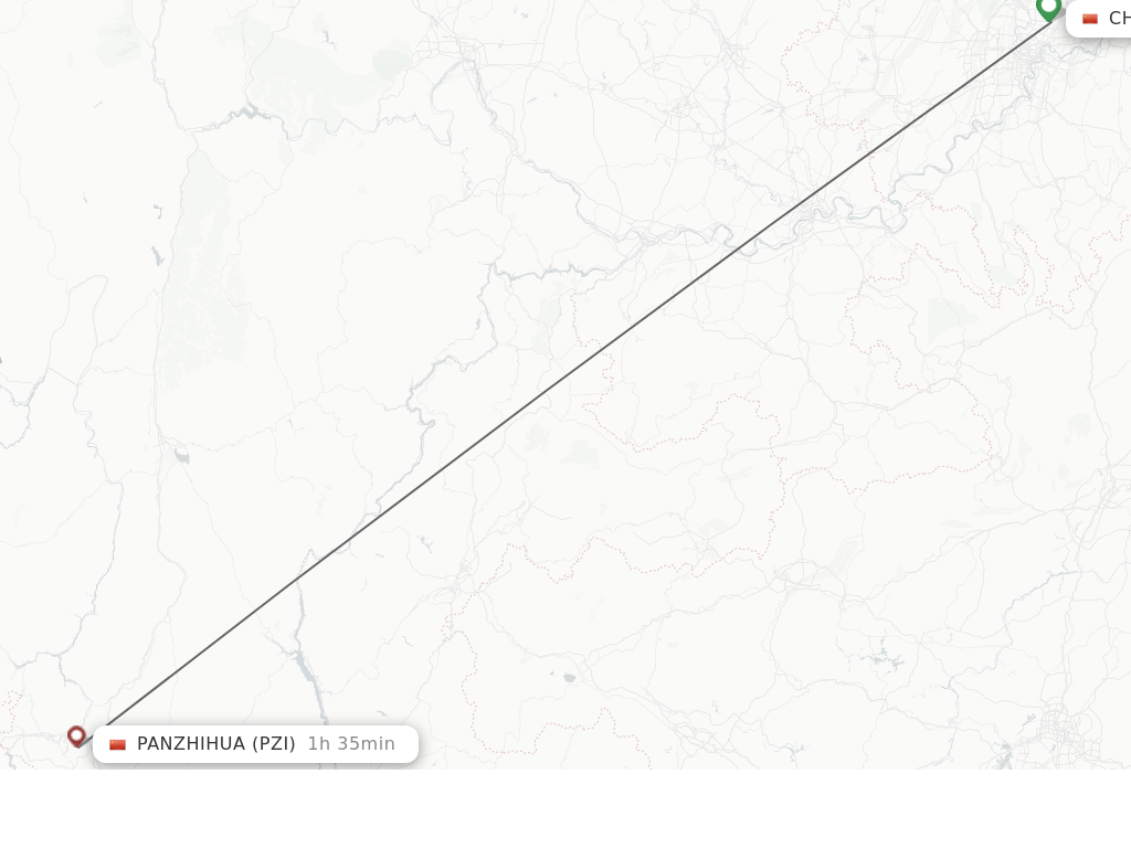 Flights from Chongqing to Pan Zhi Hua route map
