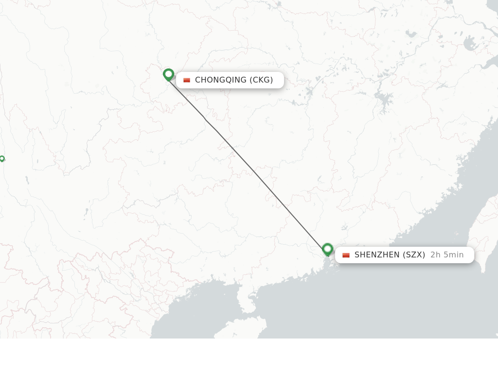 Flights from Chongqing to Shenzhen route map