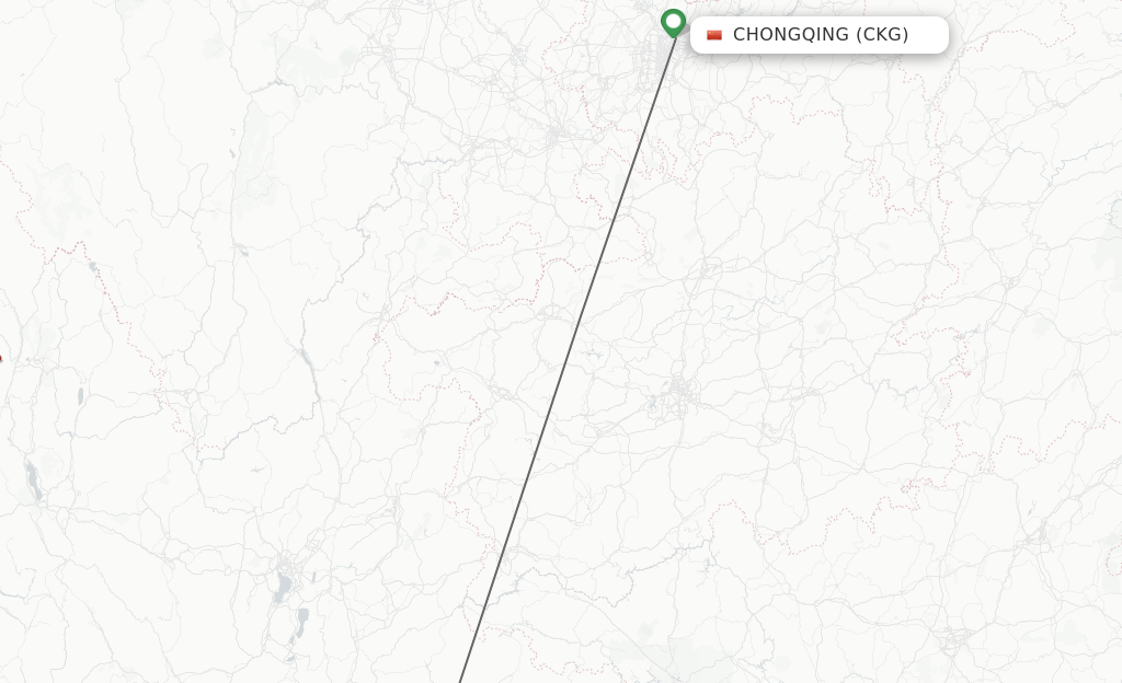 Flights from Chongqing to Wenshan route map