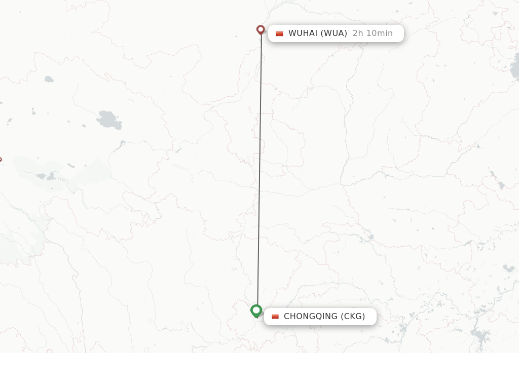 Flights from Chongqing to Wu Hai route map
