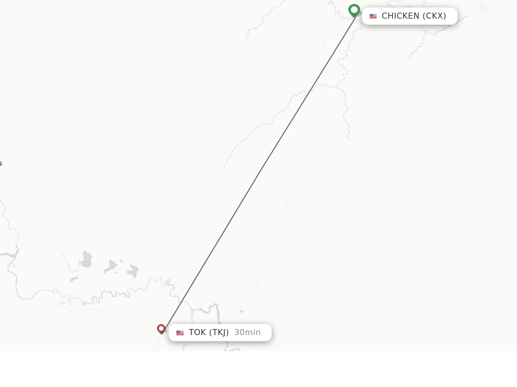 Flights from Chicken to Tok route map