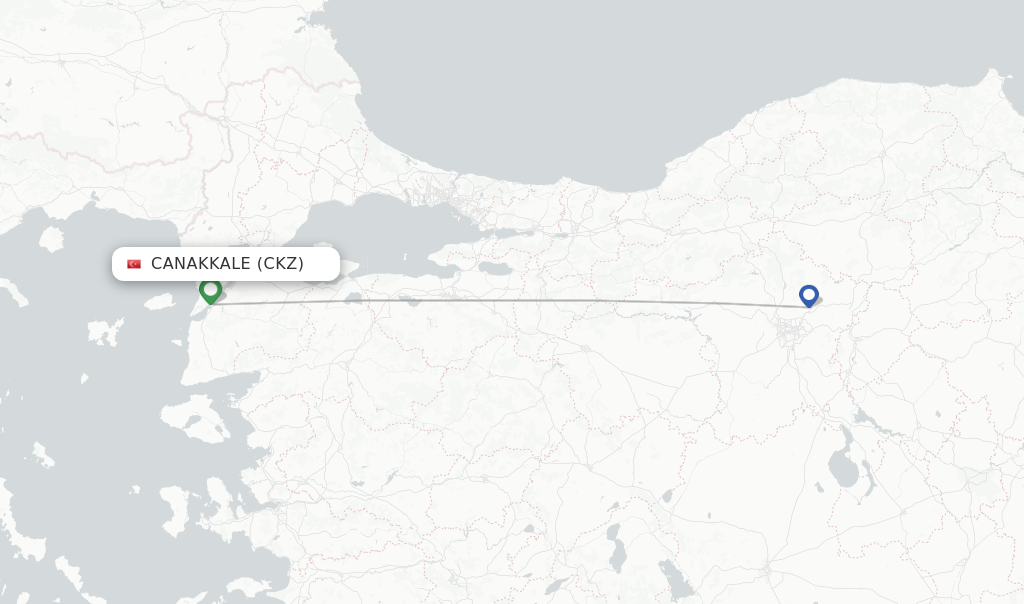 Canakkale flight map