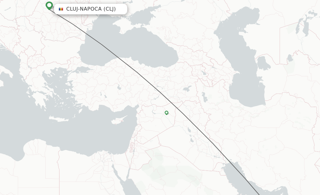 Flights from Cluj-Napoca to Abu Dhabi route map