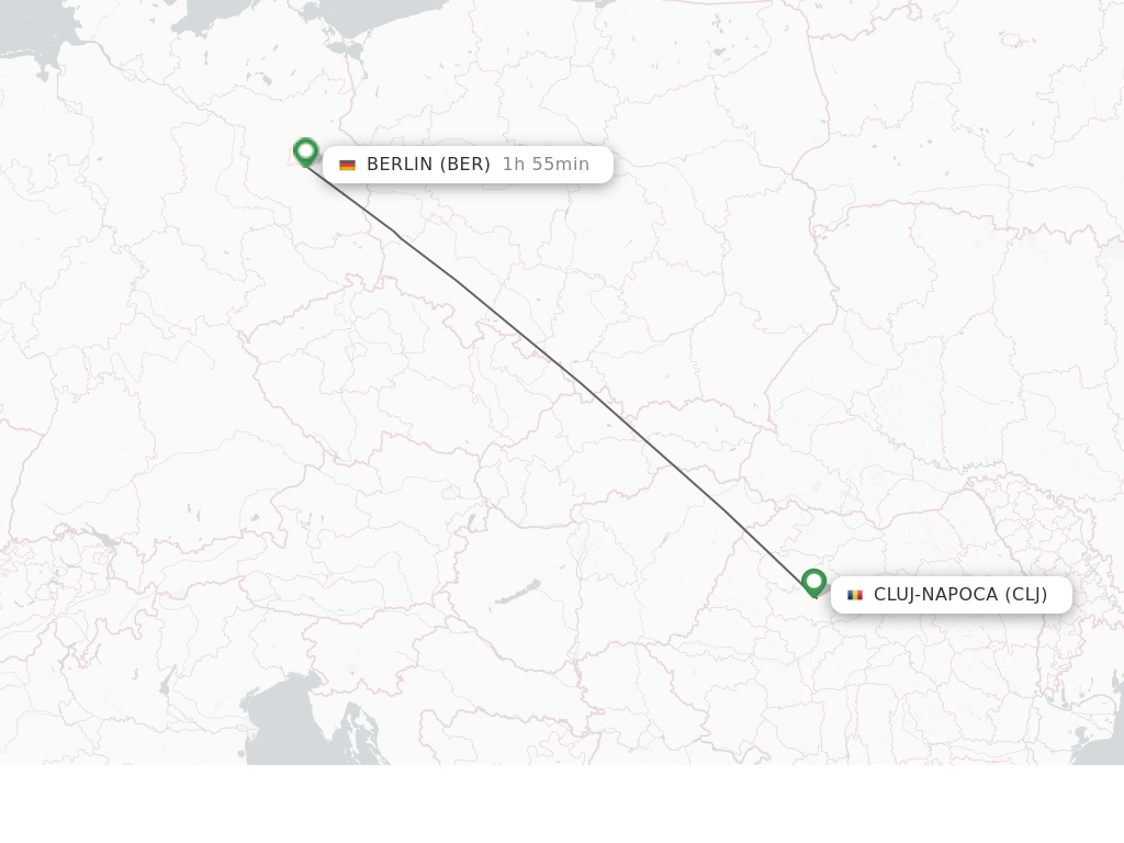 Flights from Cluj-Napoca to Berlin route map