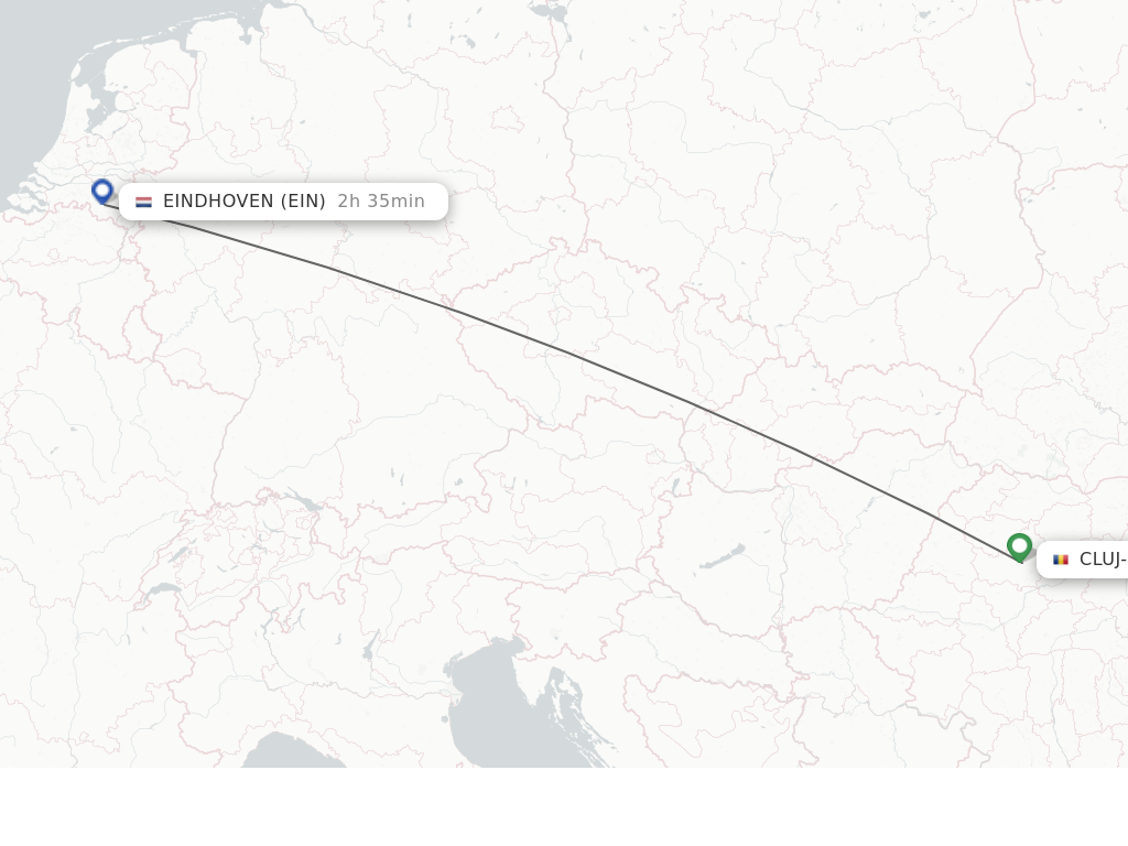 Flights from Cluj-Napoca to Eindhoven route map