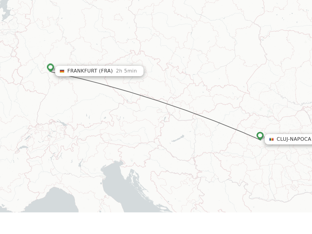 Flights from Cluj-Napoca to Frankfurt route map