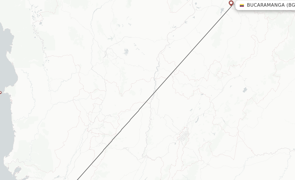 Flights from Cali to Bucaramanga route map