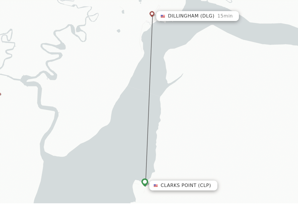 Flights from Clarks Point to Dillingham route map