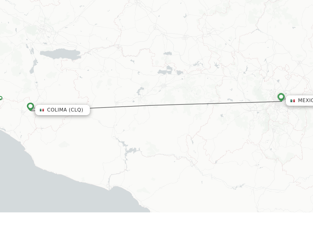 Flights from Colima to Mexico City route map