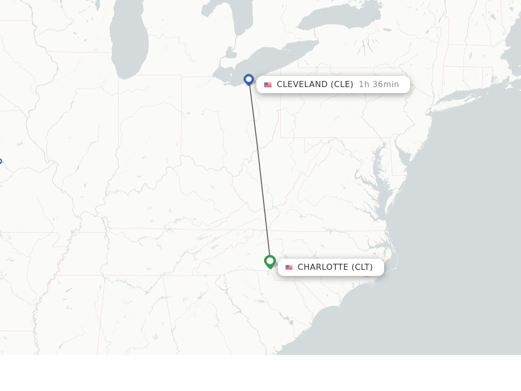 Direct (non-stop) flights from Charlotte to Cleveland - schedules