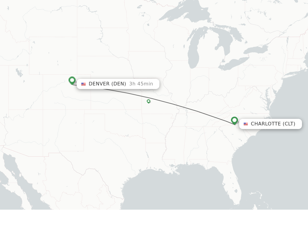 Flights from Charlotte to Denver route map