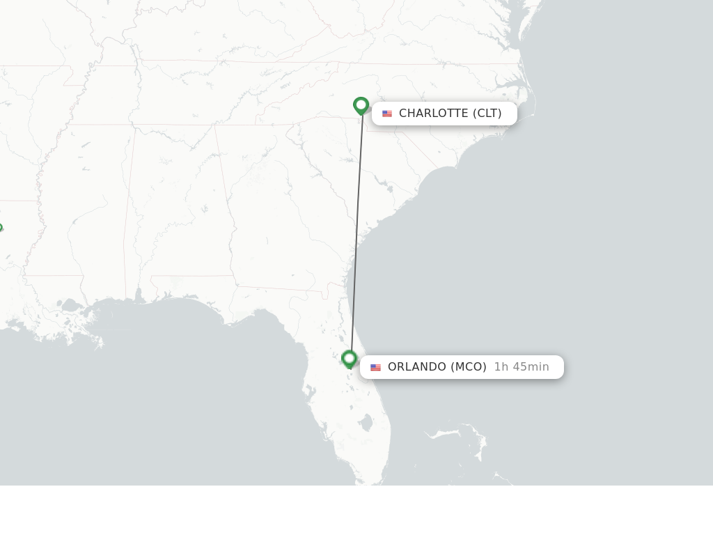 Flights from Charlotte to Orlando route map