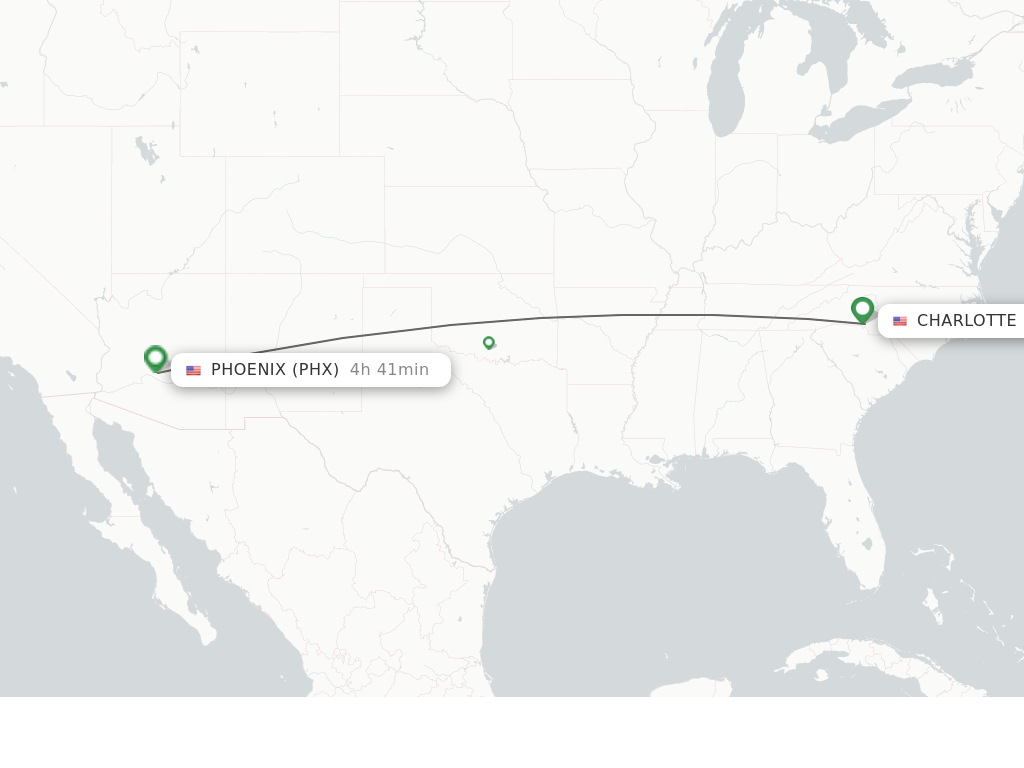 Flights from Charlotte to Phoenix route map