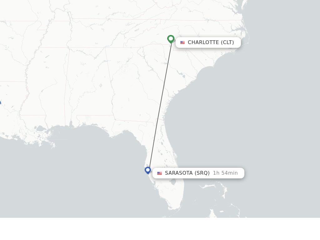 Direct (non-stop) flights from Charlotte to Sarasota - schedules