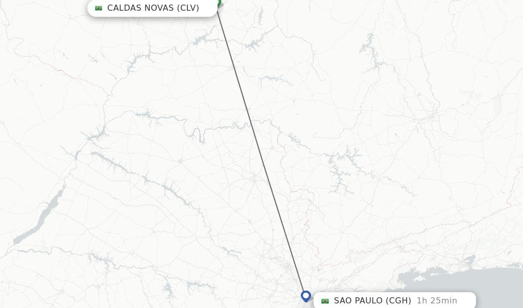 Flights from Caldas Novas to Sao Paulo route map