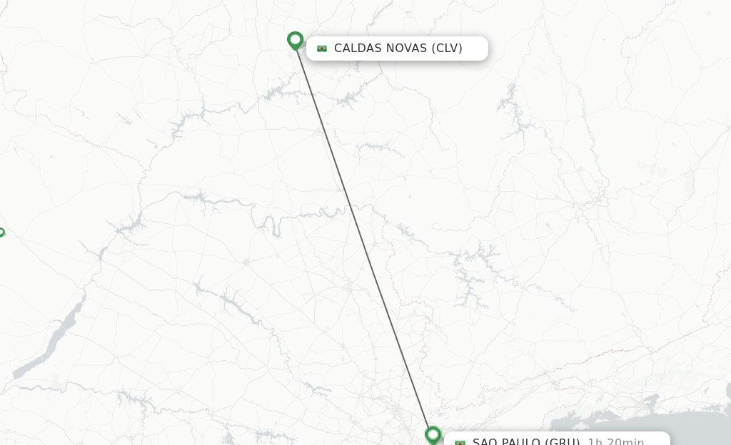 Flights from Caldas Novas to Sao Paulo route map