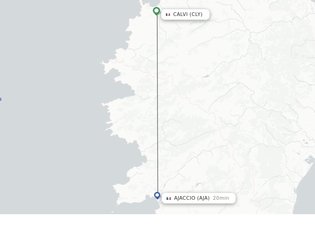 Flights from Calvi to Ajaccio route map