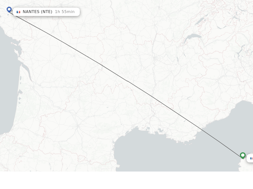 Flights from Calvi to Nantes route map