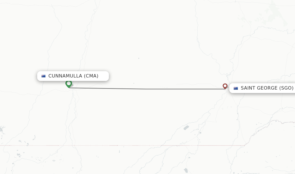 Flights from Cunnamulla to Saint George route map