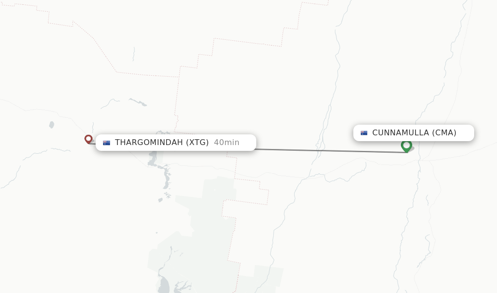 Flights from Cunnamulla to Thargomindah route map