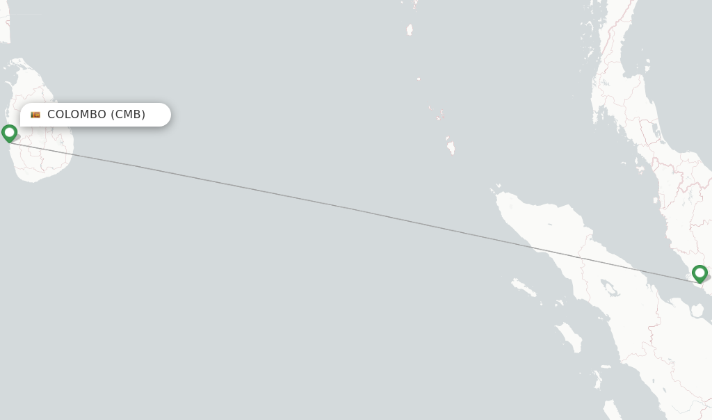 Route map with flights from Colombo with AirAsia