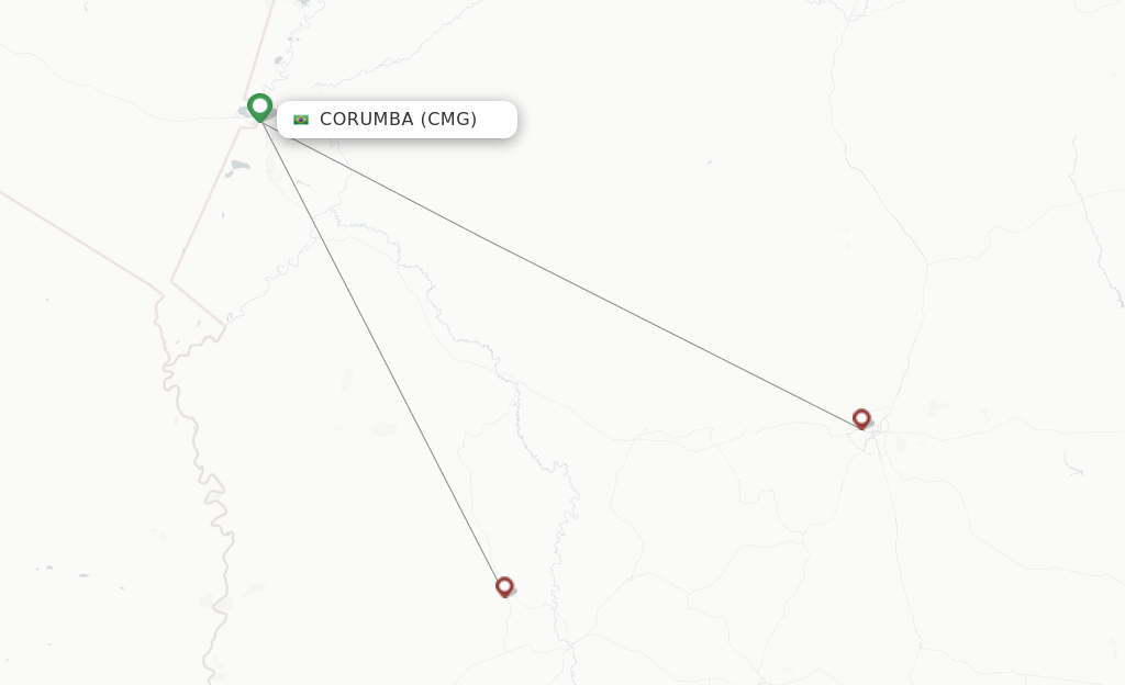 Route map with flights from Corumba with Azul