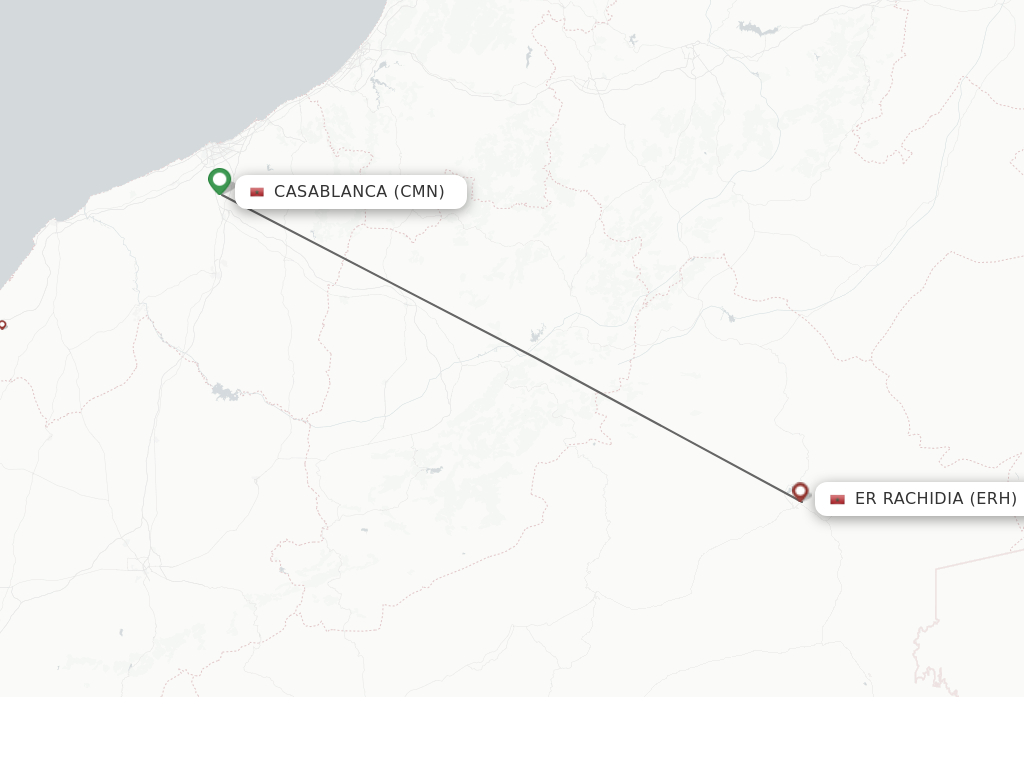 Flights from Casablanca to Errachidia route map