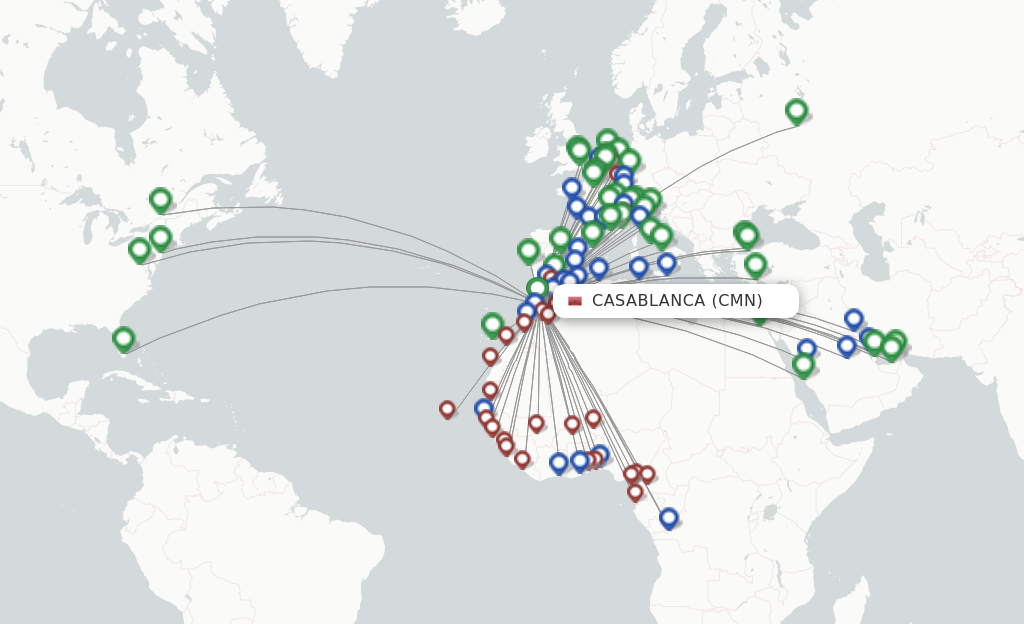 Flights from Casablanca to Stockholm route map