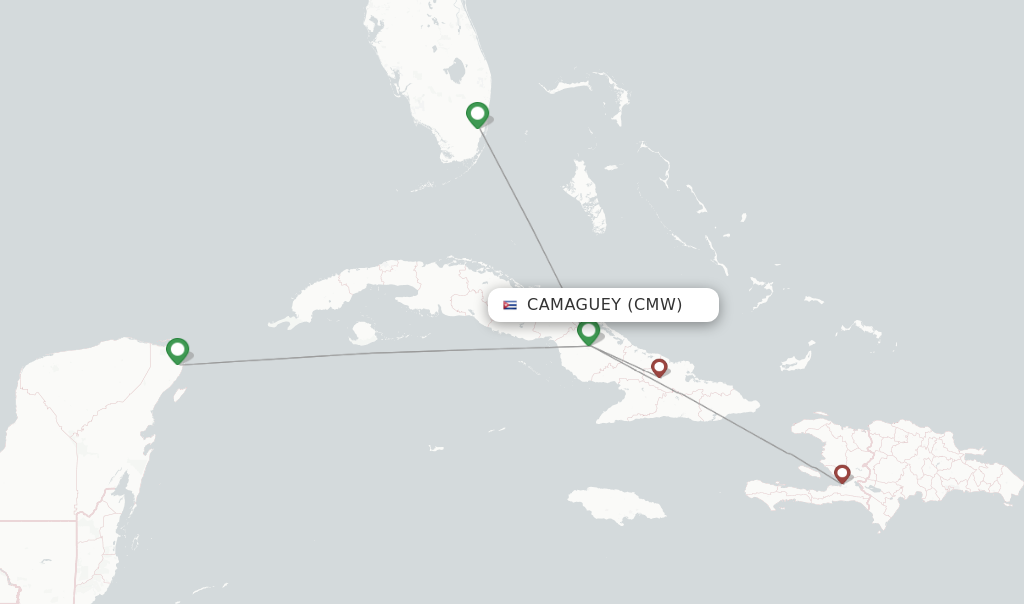 Flights from Camaguey to Moscow route map