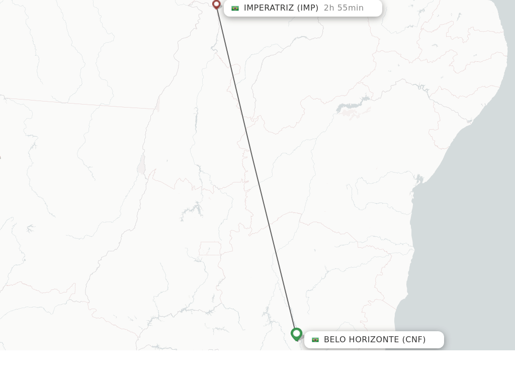 Flights from Belo Horizonte to Imperatriz route map