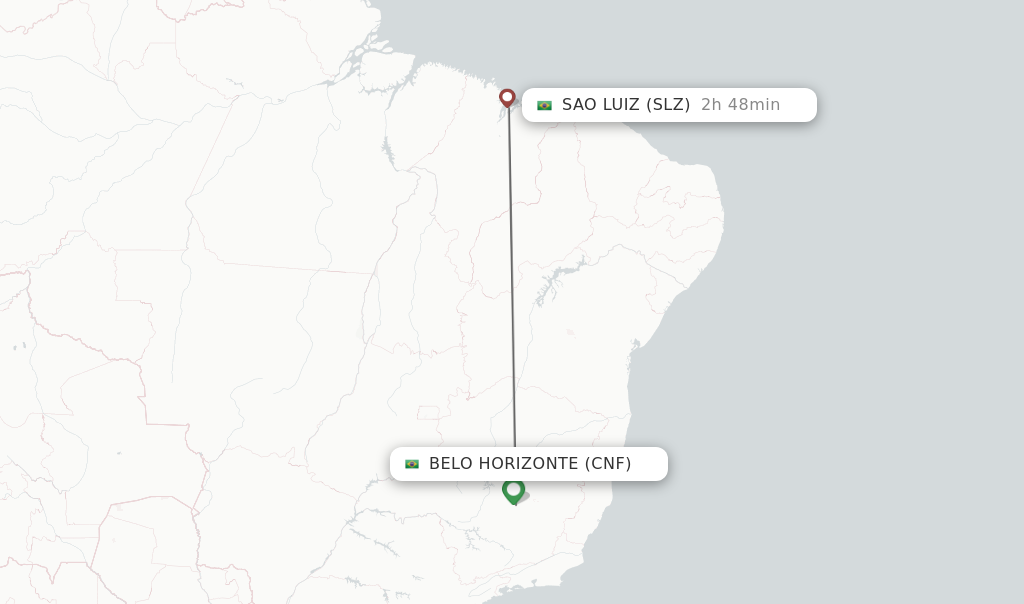 Flights from Belo Horizonte to Sao Luiz route map