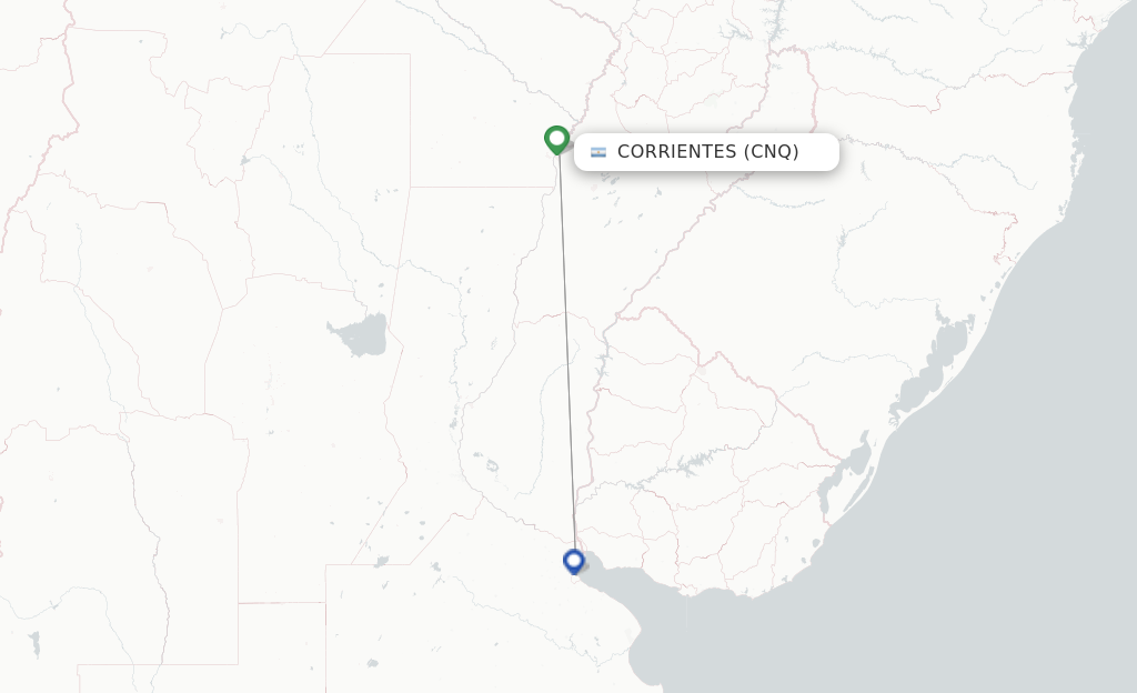 Route map with flights from Corrientes with Felix Airways