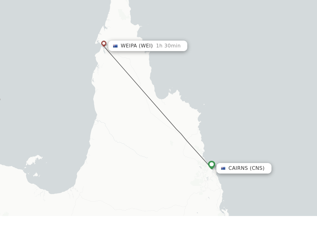 Flights from Cairns to Weipa route map