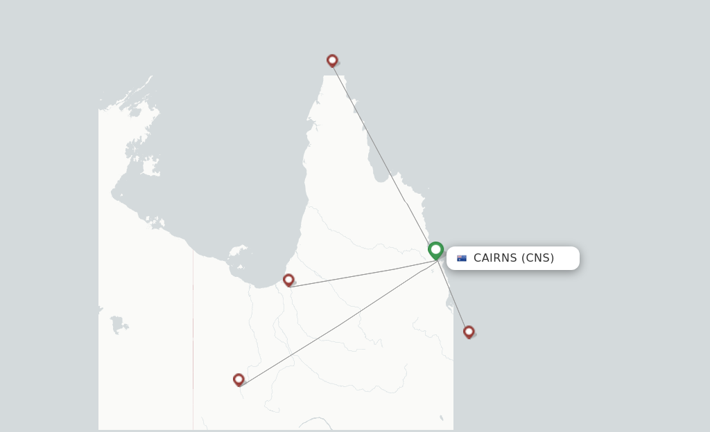 Route map with flights from Cairns with Rex Regional Express