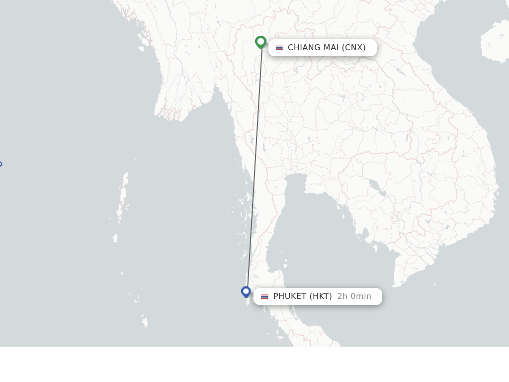 Flights from Chiang Mai to Phuket route map