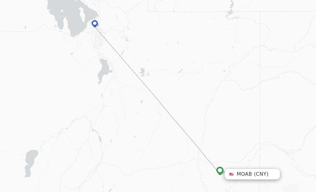 Route map with flights from Moab with Delta
