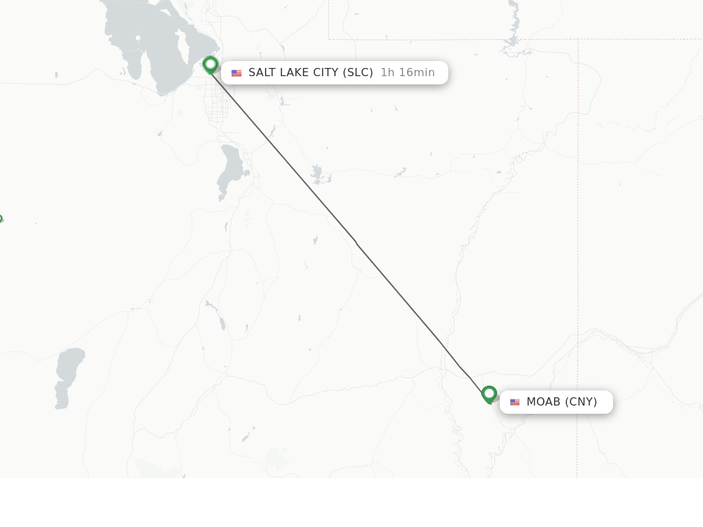 Flights from Moab to Salt Lake City route map