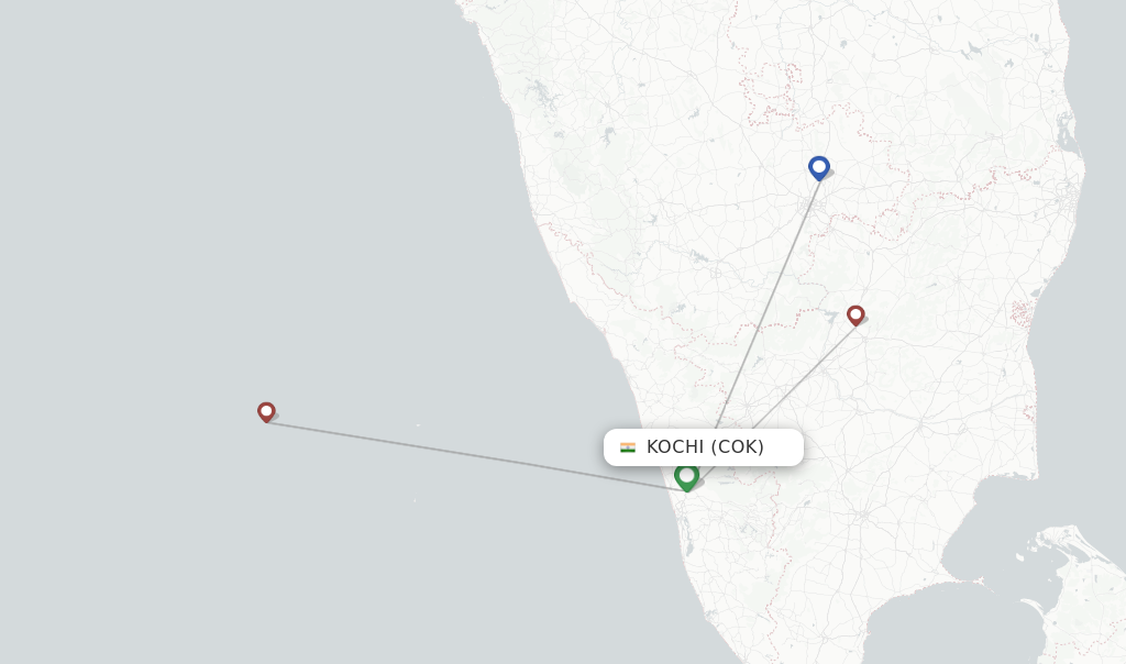 Route map with flights from Kochi with Alliance Air