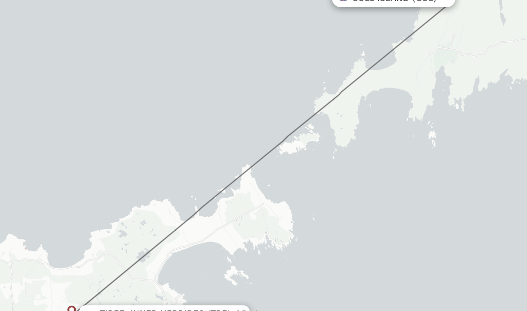 Flights from Coll Island to Tiree, Inner Hebrides route map