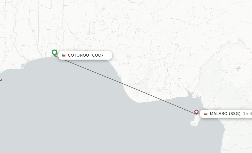 Flights from Cotonou to Malabo route map