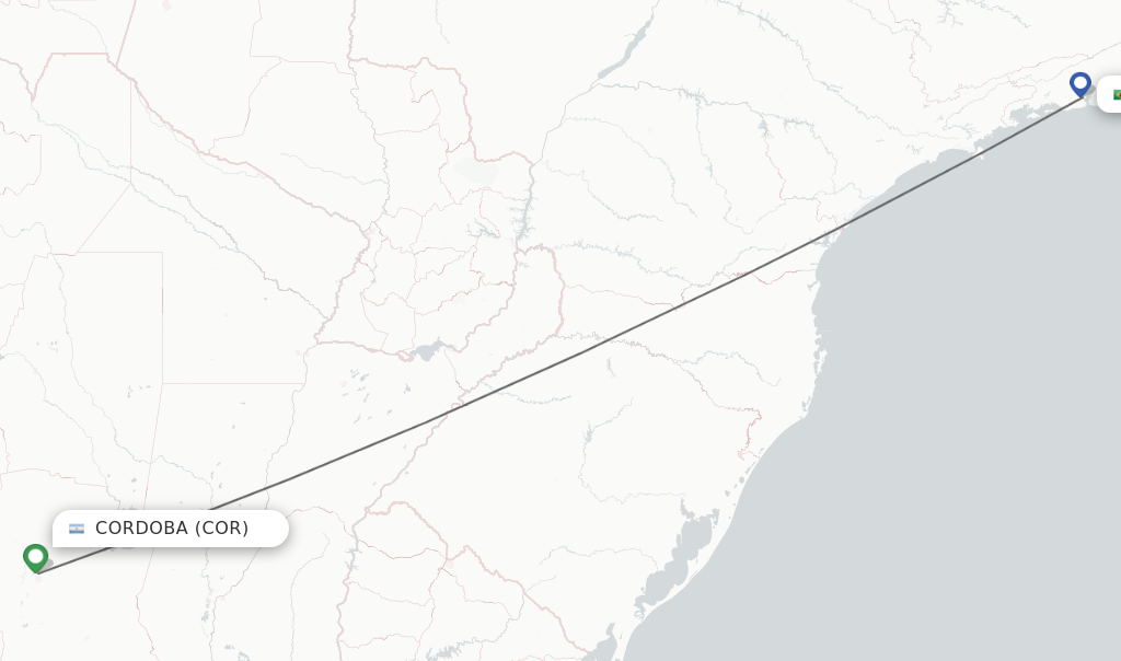 Flights from Cordoba to Rio De Janeiro route map