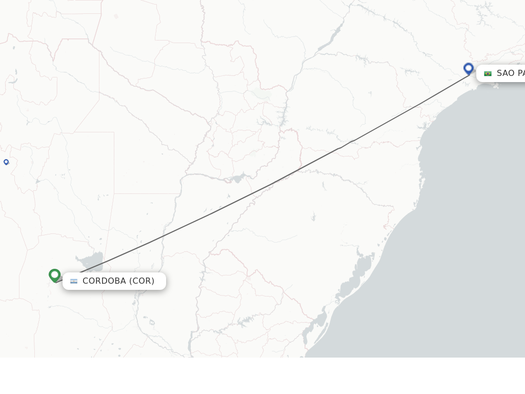 Flights from Cordoba to Sao Paulo route map