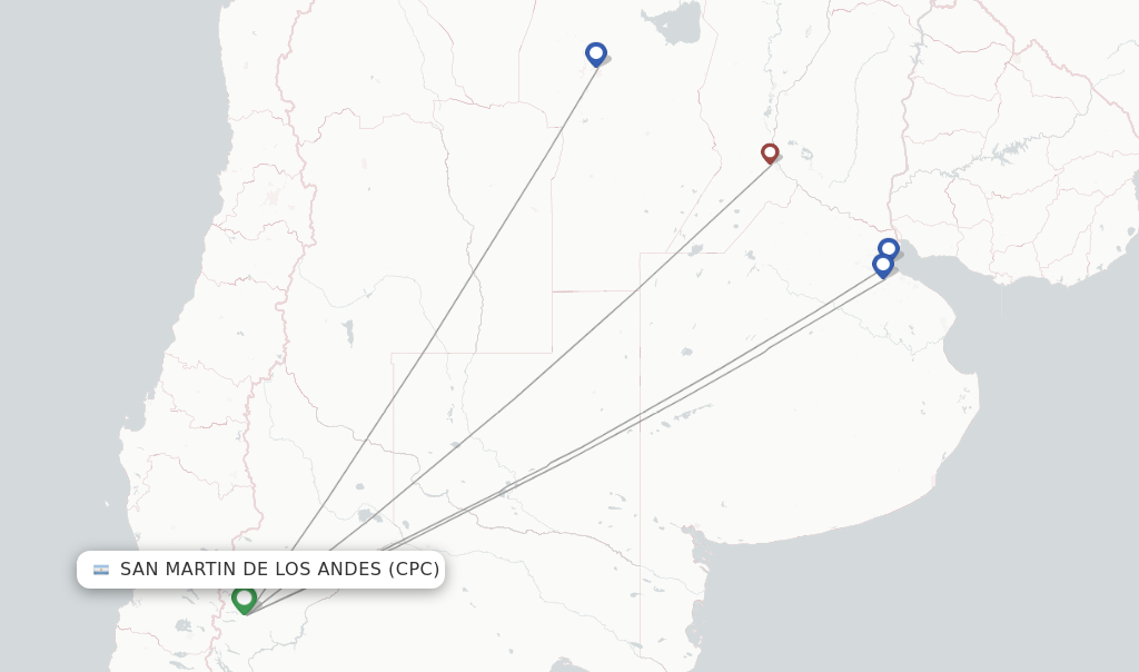 San Martin De Los Andes flight map