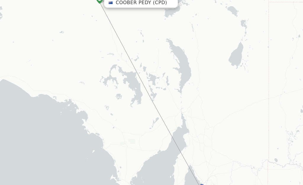 Route map with flights from Coober Pedy with Rex Regional Express