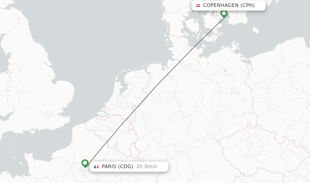 Direct (non-stop) from Copenhagen Paris - - FlightsFrom.com