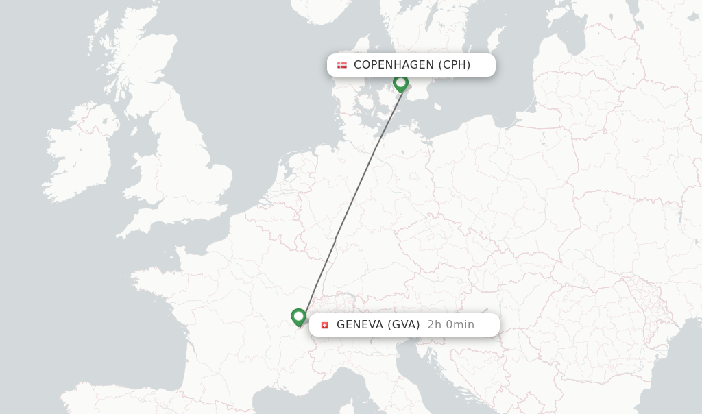 Direct (non-stop) flights from Copenhagen to Geneva - schedules FlightsFrom.com