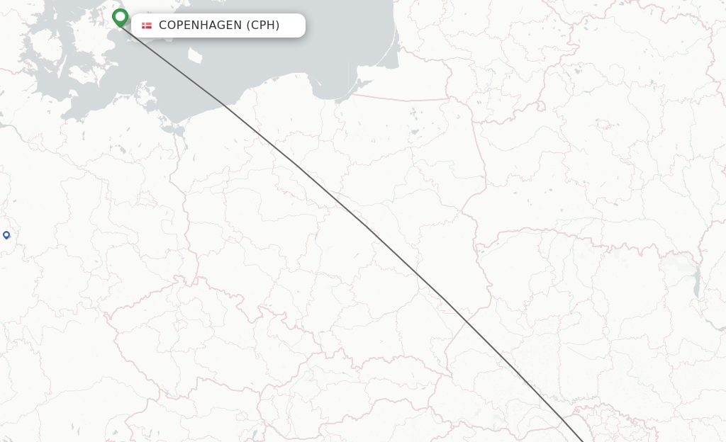 Flights from Copenhagen to Iasi route map