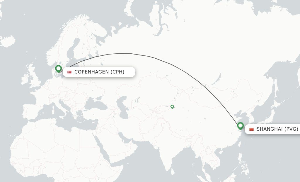 matematiker lysere svindler Direct (non-stop) flights from Copenhagen to Shanghai - schedules -  FlightsFrom.com
