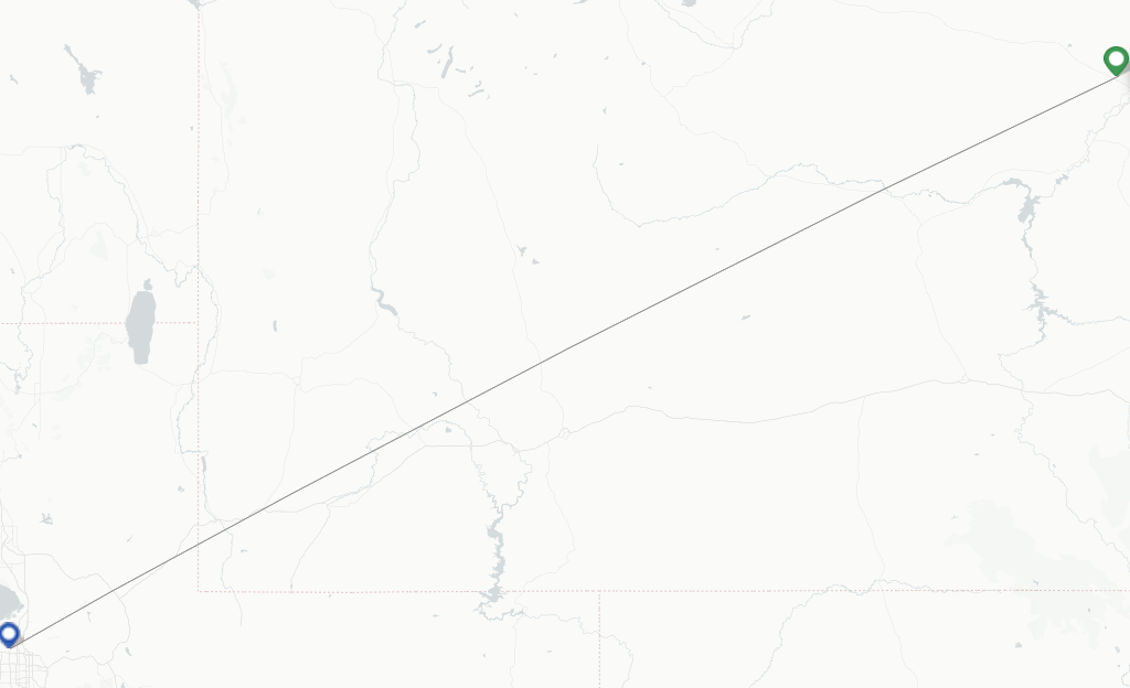 Route map with flights from Casper with Delta